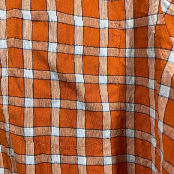 Johnston & Murphy Orange Long Sleeve Cotton Tailored Fit Check Shirt Mens Large - Picture 4 of 5